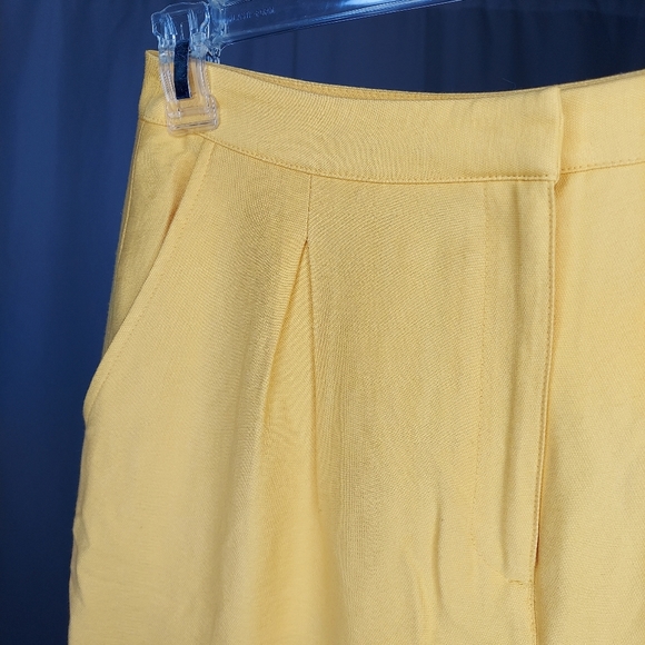 Something Navy Pleated Hi-Rise Pants Womens 10 Marigold Yellow Trouser Straight - Picture 4 of 9